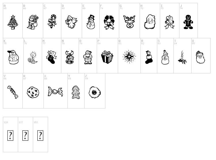 Xmas Doods 2 font map